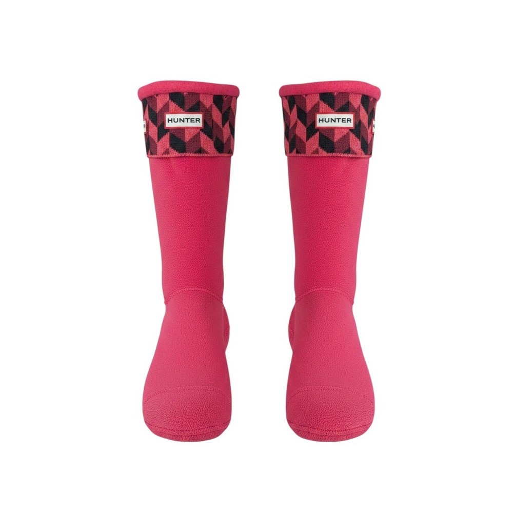 Hunter Fleece Boot Socks Pink Black Buffalo Plaid Logo‎ Women's Size M  US(5-7)